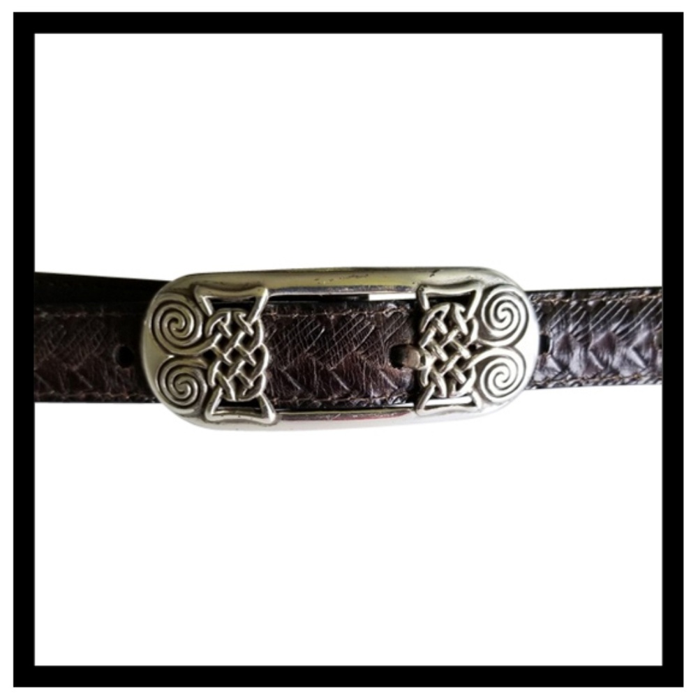 VINTAGE BRIGHTON DARK BROWN SILVER LEATHER BELT